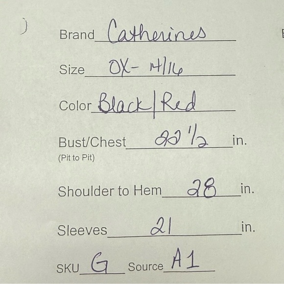 Catherines Floral Lace Trim Blouse OX 14/16W Black Red Beige Stretchy Top - Picture 8 of 8